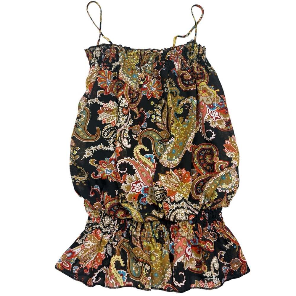Trixxi Womens Size M Cinched Paisley Tank Top